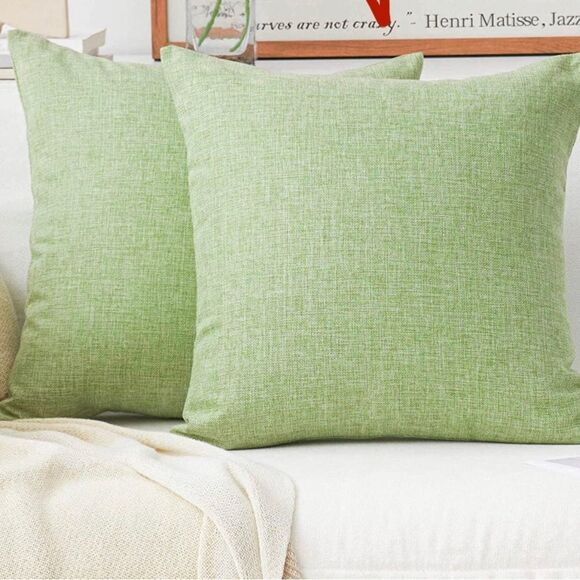 Sage Green Cotton Throw Pillow Covers 18x18 NIB Home Set - Picture 2 of 6